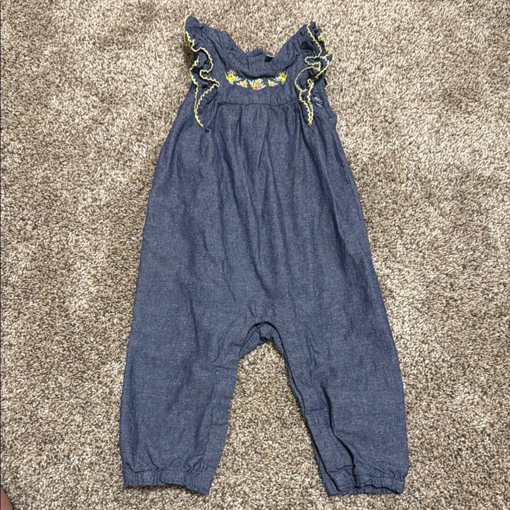 Blue Ruffled Kids Jumpsuit